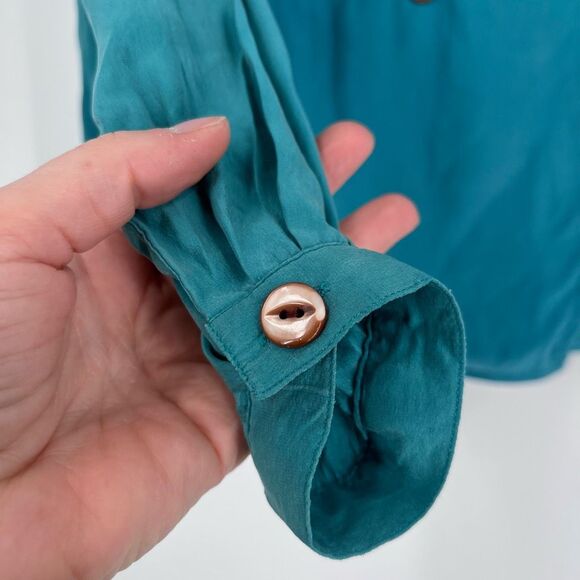 Vintage Sigrid Olsen Secrets Women's Button Down LS Silk Top Blue‎ Size 8 - Picture 8 of 16